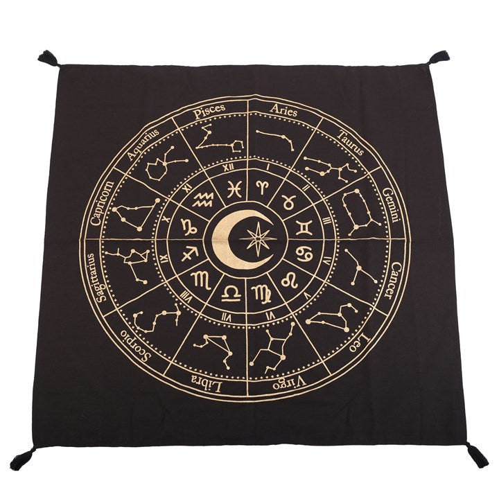 Black Astrology Wheel Altar Cloth
