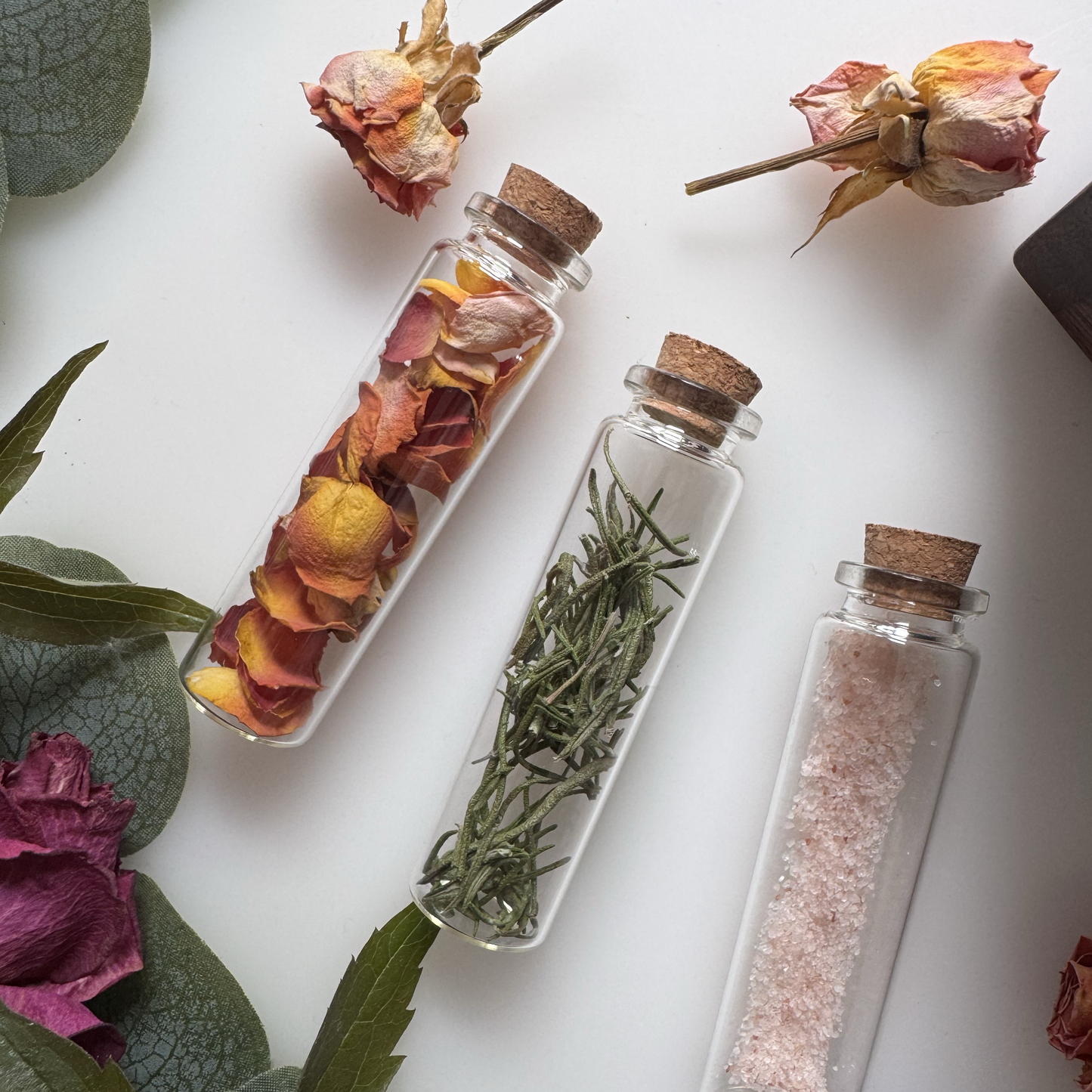 Glass vials with cork stopper