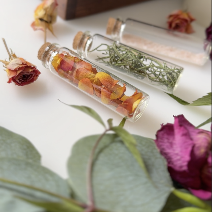 Glass vials with cork stopper