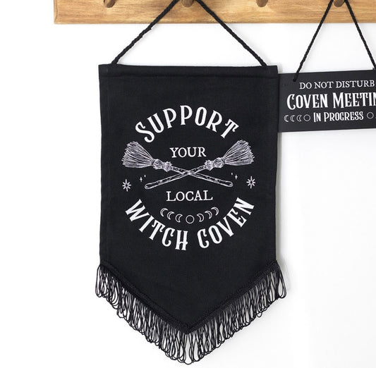 Support your local witch coven hanging fabric banner