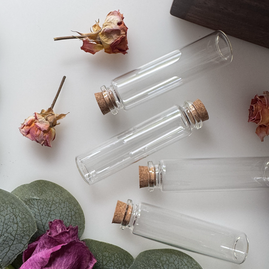 Glass vials with cork stopper